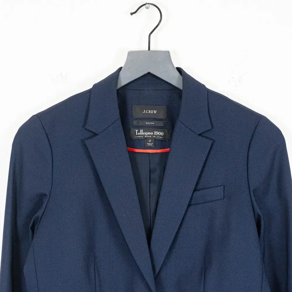 J.Crew Dalton Blazer Jacket Navy Italian Stretch wool Tollegno 1900 size 2